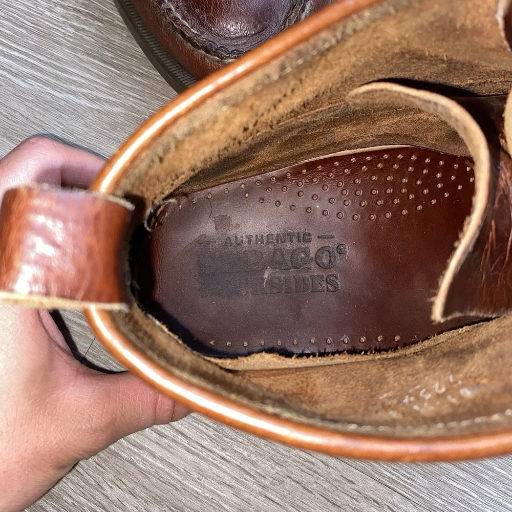 Vintage Sebago Dock Side Leather Moccasin Boots Men's 11 M Brown USA Heritage